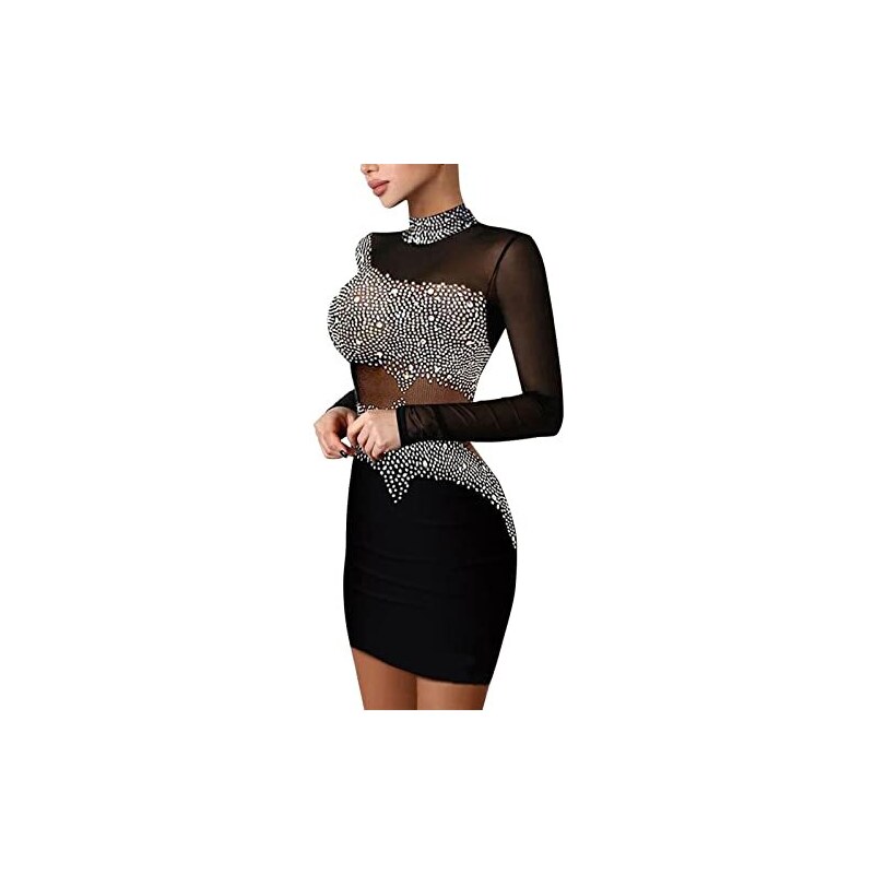 Siyova Abito Donna Sexy Senza Maniche Aderente Mini Abito Bodycon In Pizzo Vestito Estivo Corto Delle Donne Abito Cocktail Per Party Club Spiaggia (Bianco, S - Foto 11