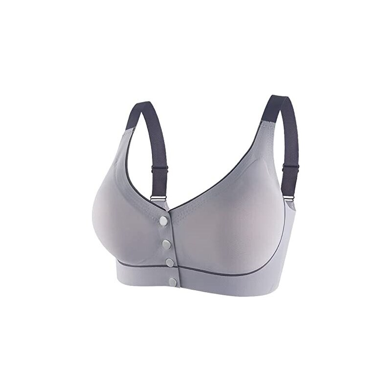 CreoQIJI Top Sexy Da Donna, Sexy, In Pizzo, Con Chiusura Frontale Senza Gilet In Pizzo Taglie Forti Grigio M 126243685