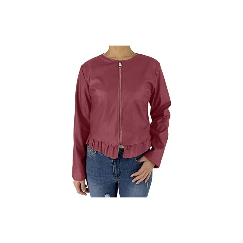 JOPHY Giacca Donna Ecopelle Corto 6716) (2XL, Bordeaux