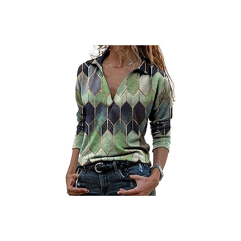 Camicia verde a quadri da donna