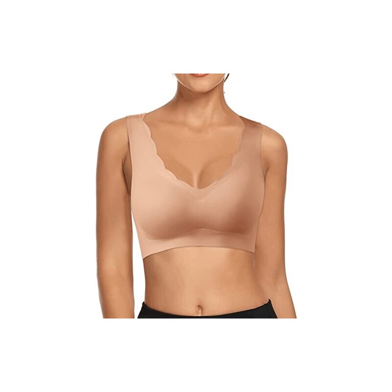 Hxiaen Reggiseno reggiseni senza spalline in silicone con bretelle, Beige-2., M