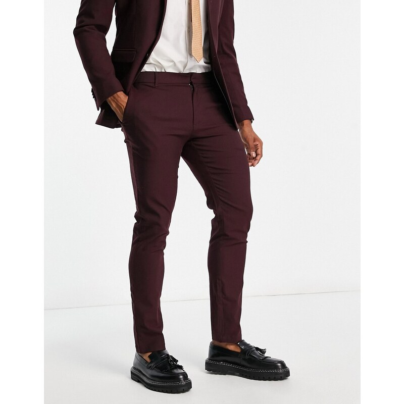 New Look - Pantaloni da abito skinny bordeaux-Rosso