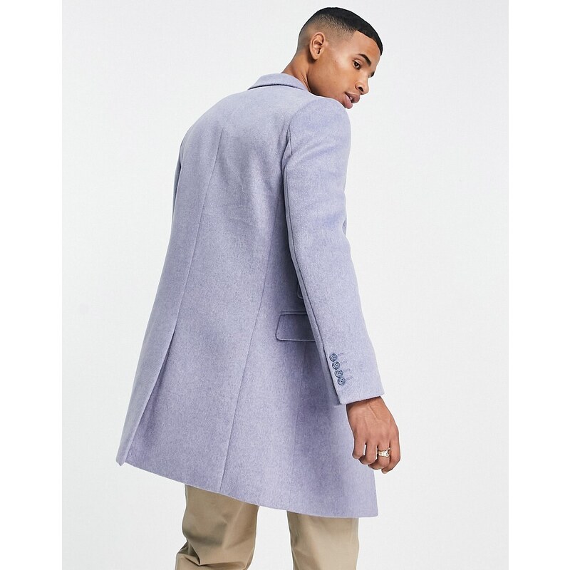 Gianni Feraud - Cappotto taglio lungo blu in misto lana