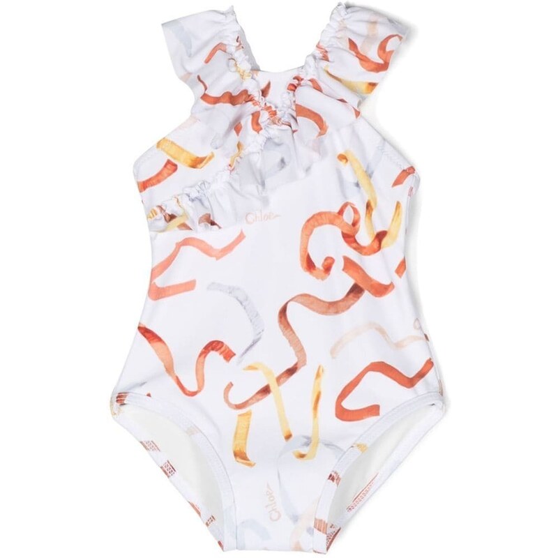 Chloé Kids Costume intero con stampa - Bianco