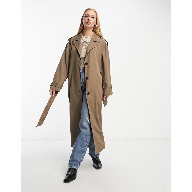 Only - Trench taglio lungo color moka-Brown