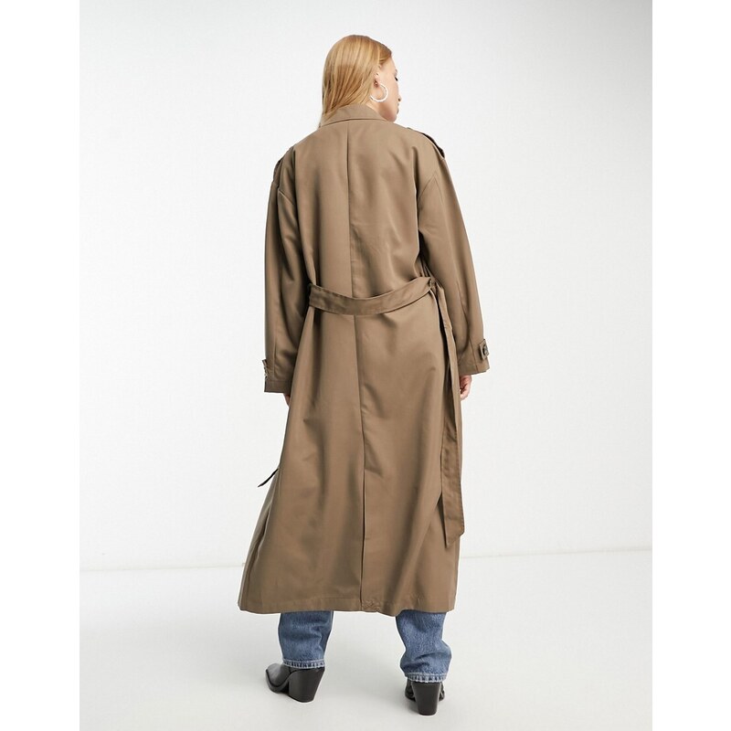 Only - Trench taglio lungo color moka-Brown