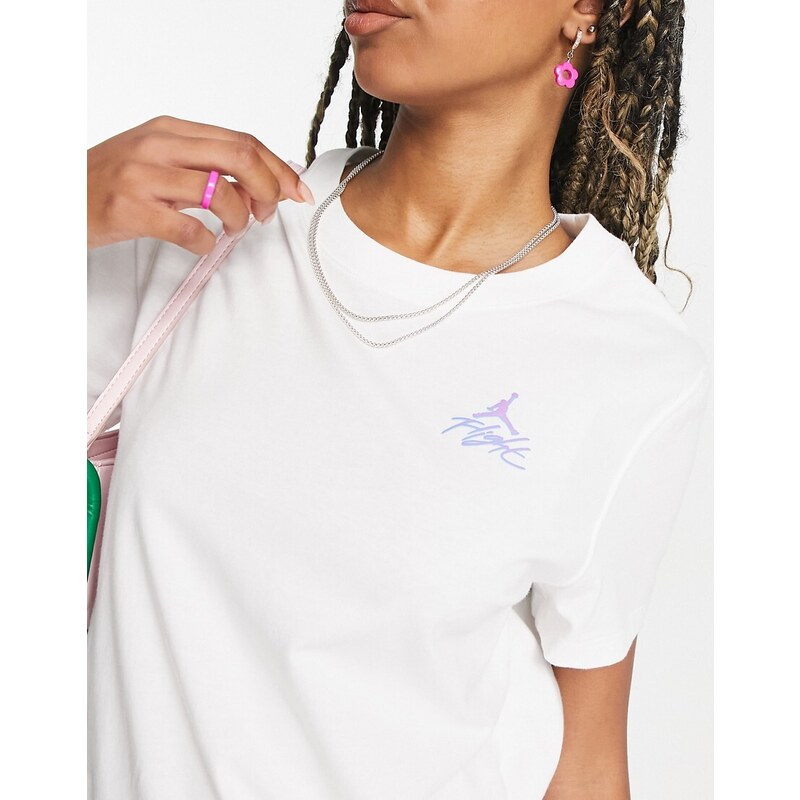 Jordan - T-shirt bianca con stampa "Flight" sul retro-Bianco