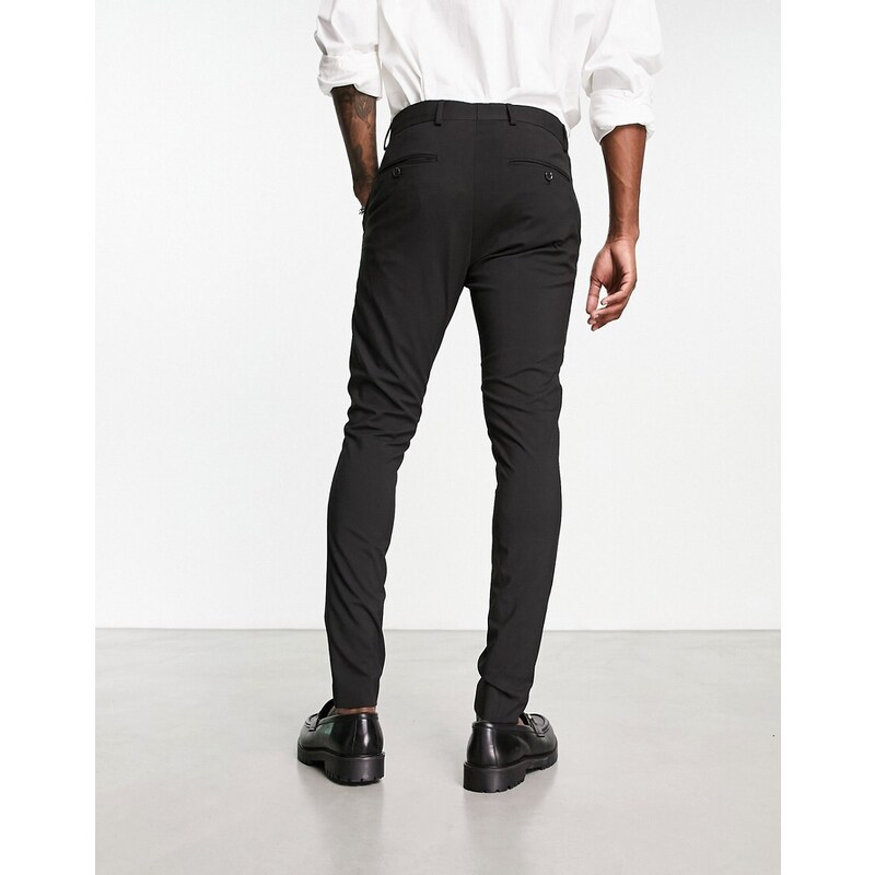 Selected Homme - Pantaloni neri skinny stile smoking-Black