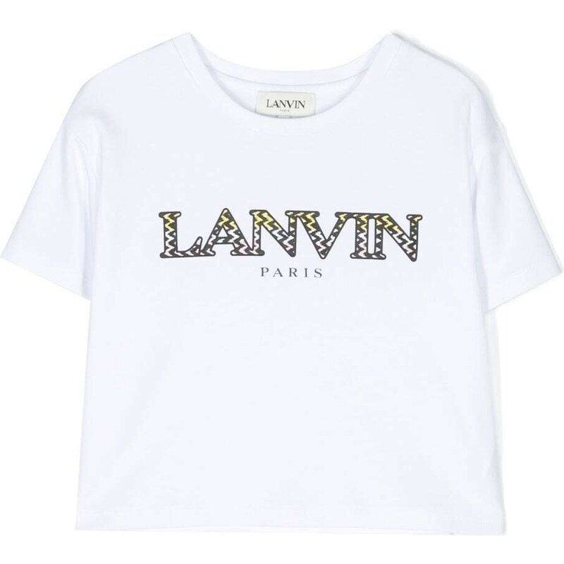 Lanvin Enfant T-shirt crop con stampa - Bianco