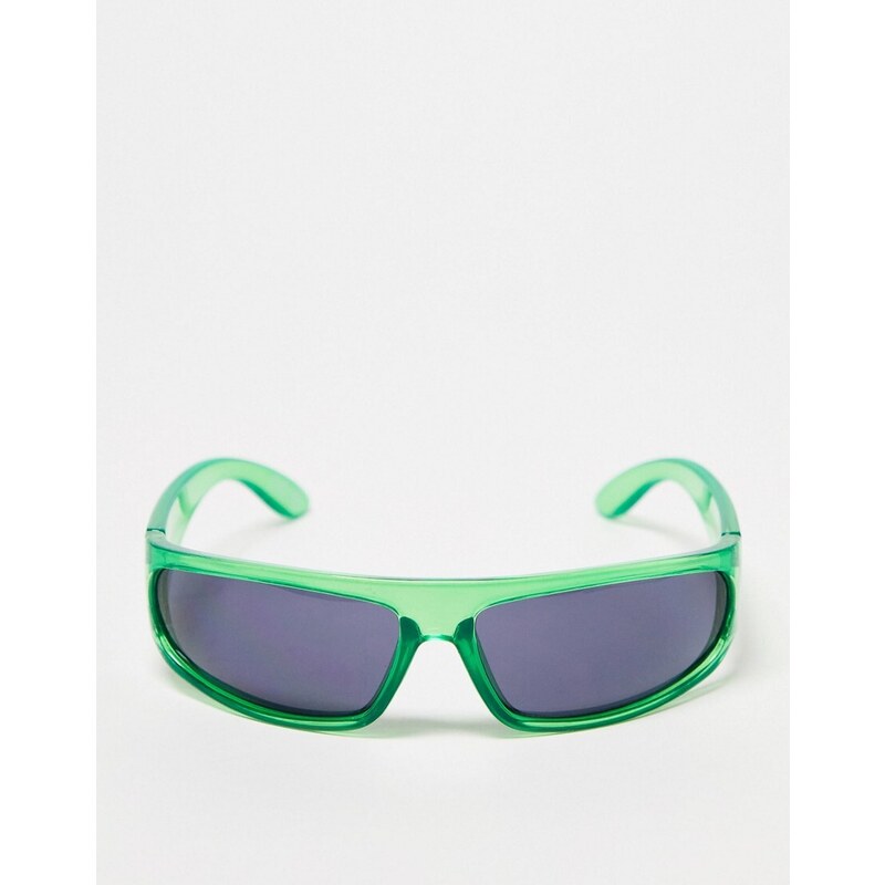ASOS DESIGN - Occhiali da sole a mascherina avvolgenti verdi-Verde