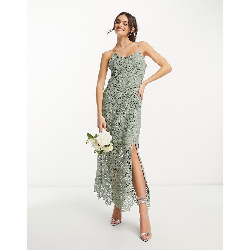 Abito Cerimonia Verde Salvia Vestito Abito Lungo Verde Salvia Con