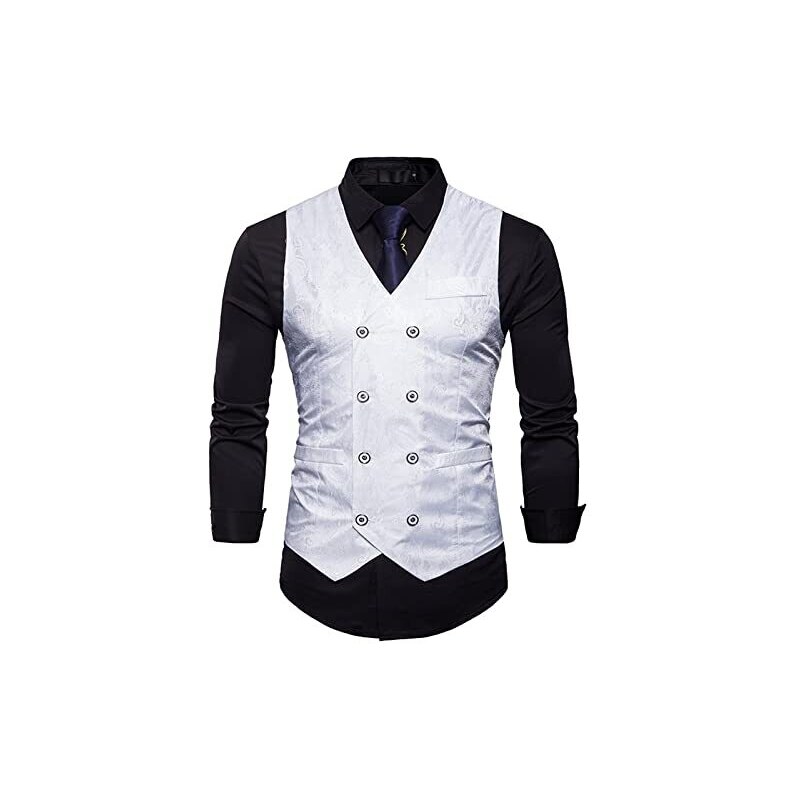 Gilet Doppiopetto Da Uomo In Poliestere E Viscosa - Elegante Per Lavoro, Occasioni Formali E Casual - Foto 4