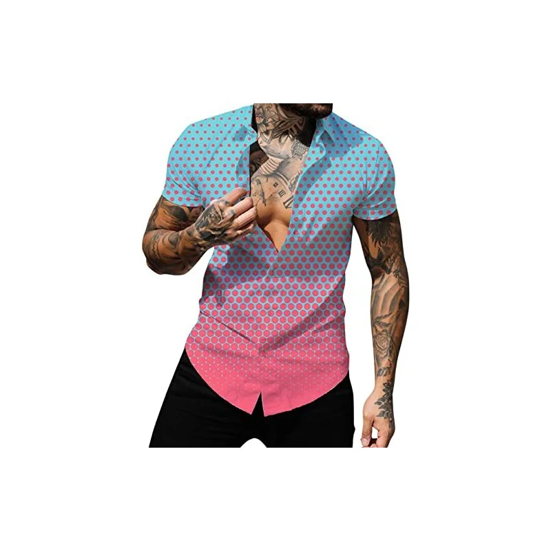 Camicia da uomo a maniche corte hawaiane, leggera, slim fit