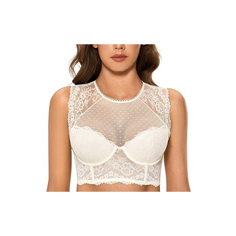 Necalisi Reggiseno Da Donna In Pizzo Floreale Push-up Senza Ferretto Bralette Sexy Scollo A V - Foto 11