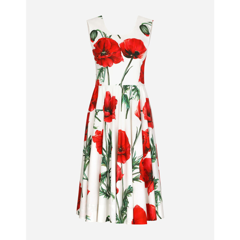 Tessuto di cotone popeline con stapa floreale stile vintage, colore