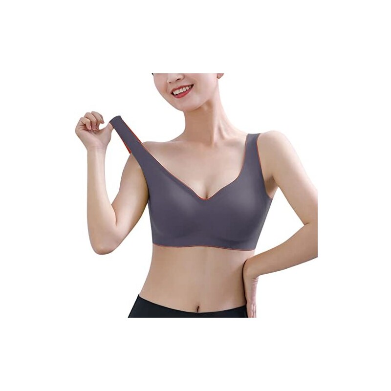 Zannycn Bustiers Donne Reggiseno Grandi Tette Forte Tenuta Minimizer Triaction Sport Reggiseno Forte Tenuta Grandi Dimensioni Bustino, Lilla, L