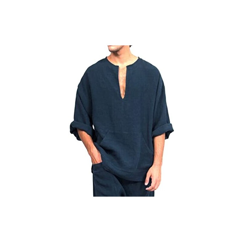 Kaftano Uomo Islamico In Cotone - Tunica Lunga Con Cappuccio E Tasche | Abito Arabo Comodo - Foto 8