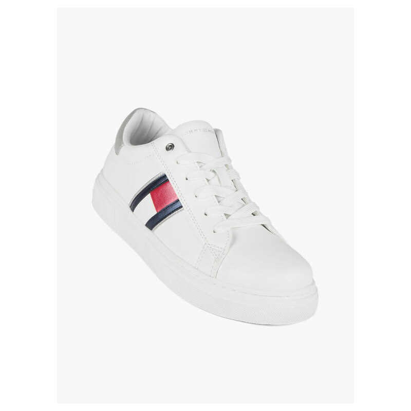 Tommy Hilfiger Flag Low Cut Lace Up Sneakers Basse Donna Argento Taglia 40