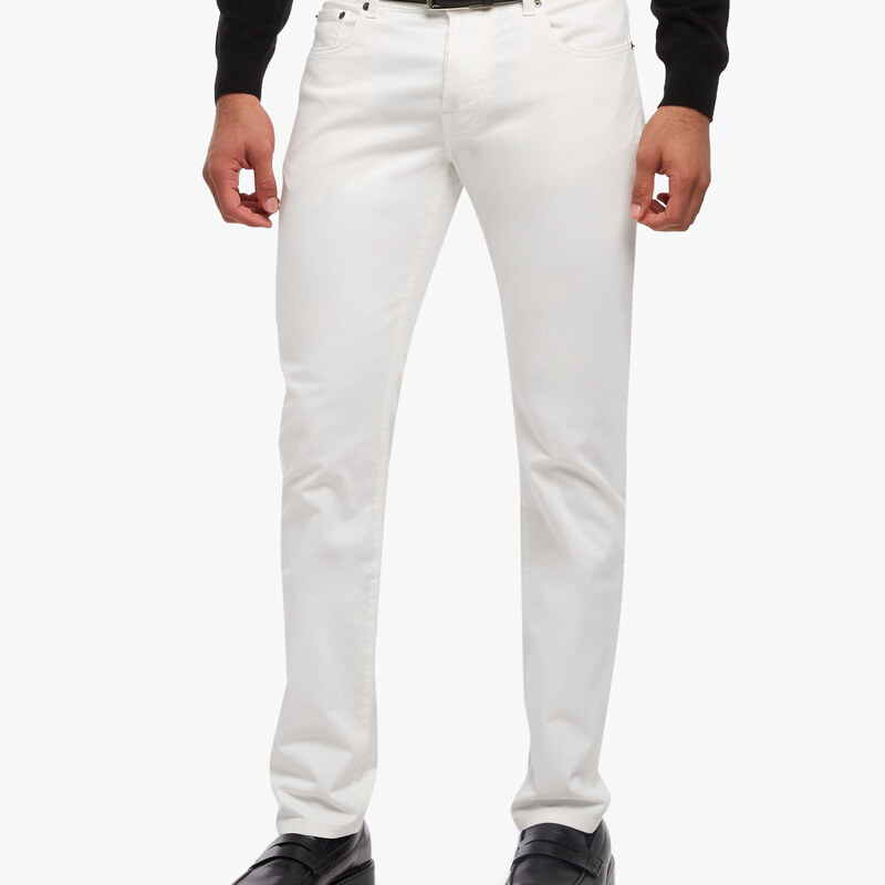 Brooks Brothers Pantalone in cotone elasticizzato a 5 tasche - male Outlet Uomo Bianco 30