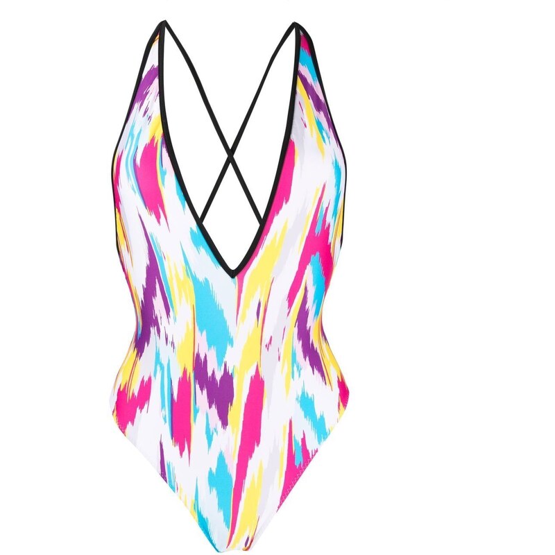 Costume Intero Donna CUPSHE Scollo A V, Doppio Cinturino Incrociato Schiena, Taglia XL, Colore Magenta