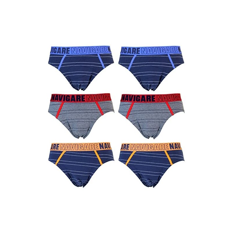Navigare – 6 Boxer Uomo In Cotone Elasticizzato, Fantasie Varie, Taglia M, Multicolore