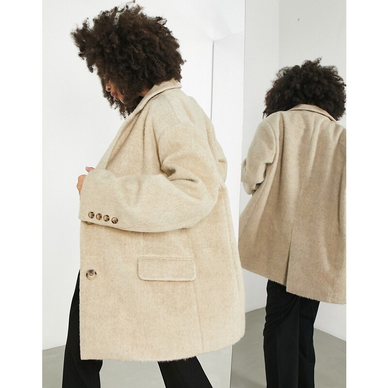 ASOS EDITION - Blazer oversize in lana beige-Neutro