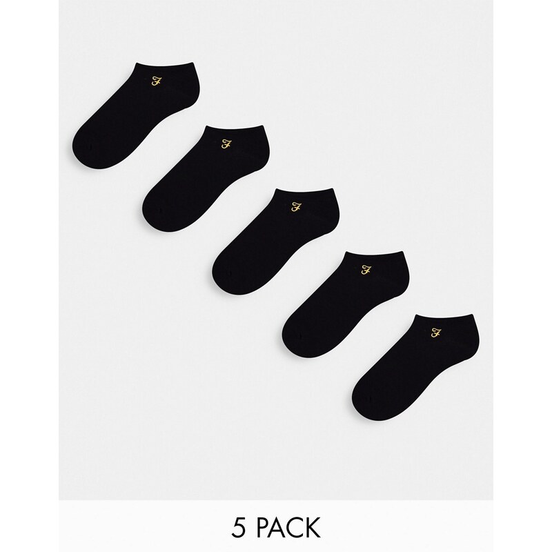 Farah - Confezione da 5 paia di calzini sportivi neri-Nero