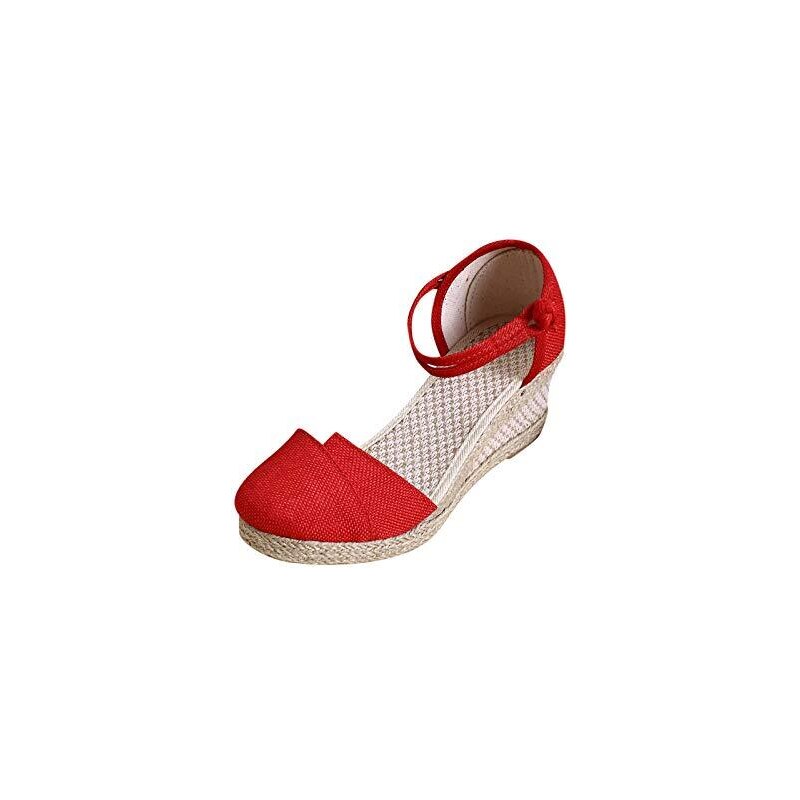 JOEupin Scarpe basse da donna con tacco basso e cinturino alla caviglia, da sera, ballo di fine anno, feste, scarpe décolleté, Beige, 37 EU