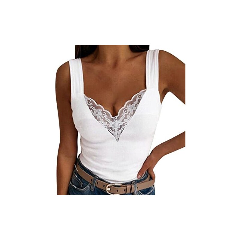 Kobilee Crop Top Donna Curvy Senza Maniche Pancia Scoperta Canotte Casuale Estiva Elasticizzato