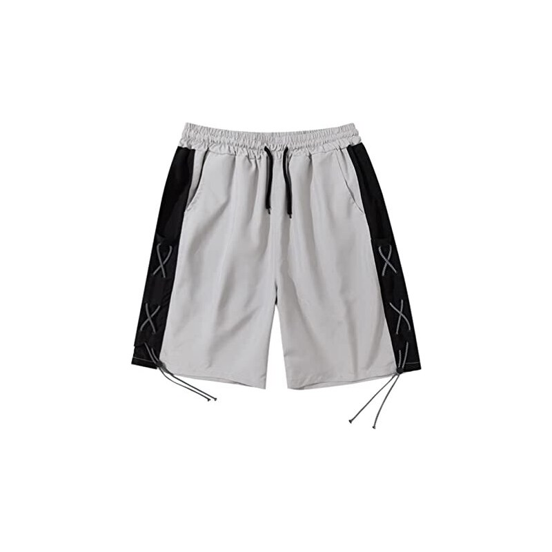 CEWIFO Pantaloni Corti Uomo Jeans Nero Pantaloni Corti con Tasche Laterali Zip Pantaloncini Corti Uomo Pantaloncini Corti Sportivi da Corsa Pantaloncini Sportivi da Uomo Estivi Grey 3XL