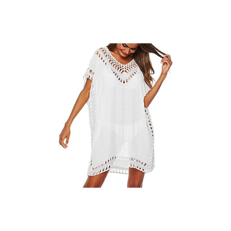 Loalirando Abito da Spiaggia Donna Copricostume Donna Mare Copri Bikini Donna Camicia Abito Donna Cover up Tinta Unita Elegante Casual (Verde, L