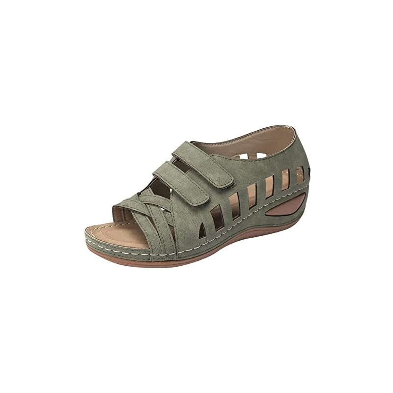 GILKUO Sandali Uomo In Pelle, Infradito Chiusi Estivi, Antiscivolo, Comodi, Colore Nero, Taglia 42