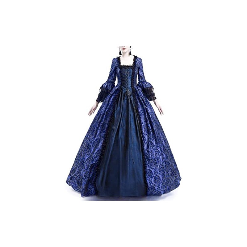 Pianshanzi Abito retrò da donna, medievale, rockabilly, lunghezza del