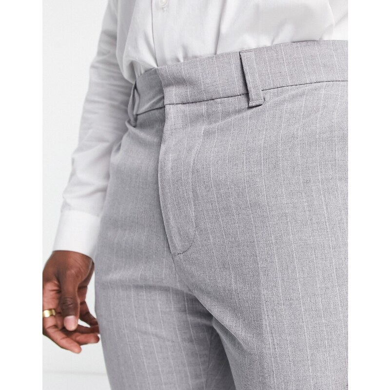 New Look - Pantaloni skinny grigi gessati-Blu navy