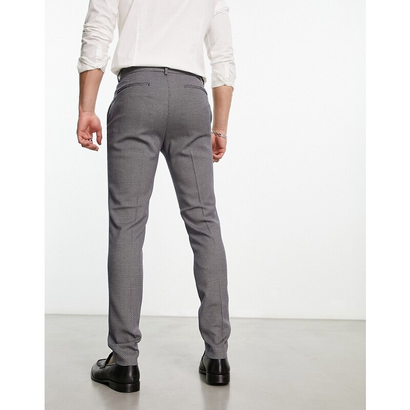 ASOS DESIGN - Pantaloni skinny eleganti blu navy testurizzati