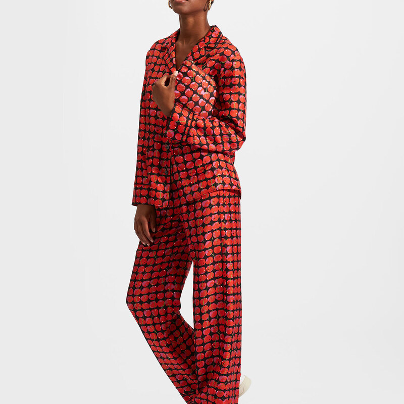 La DoubleJ Loungewear gend - Silk Pajama Black Cherries S 100%SILK