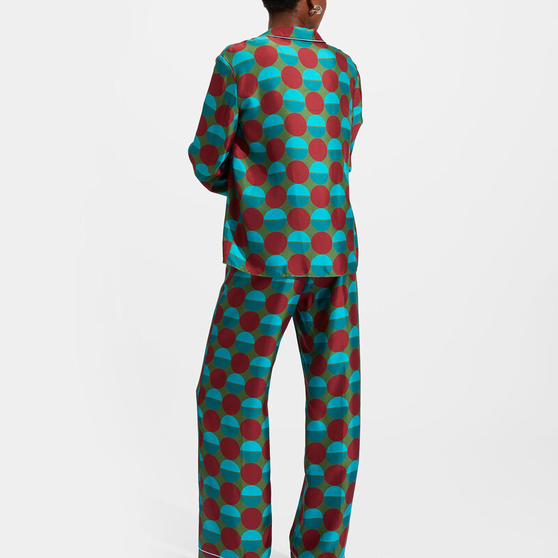 La DoubleJ Loungewear gend - Silk Pajama Sfere Grandi Verde S 100%SILK