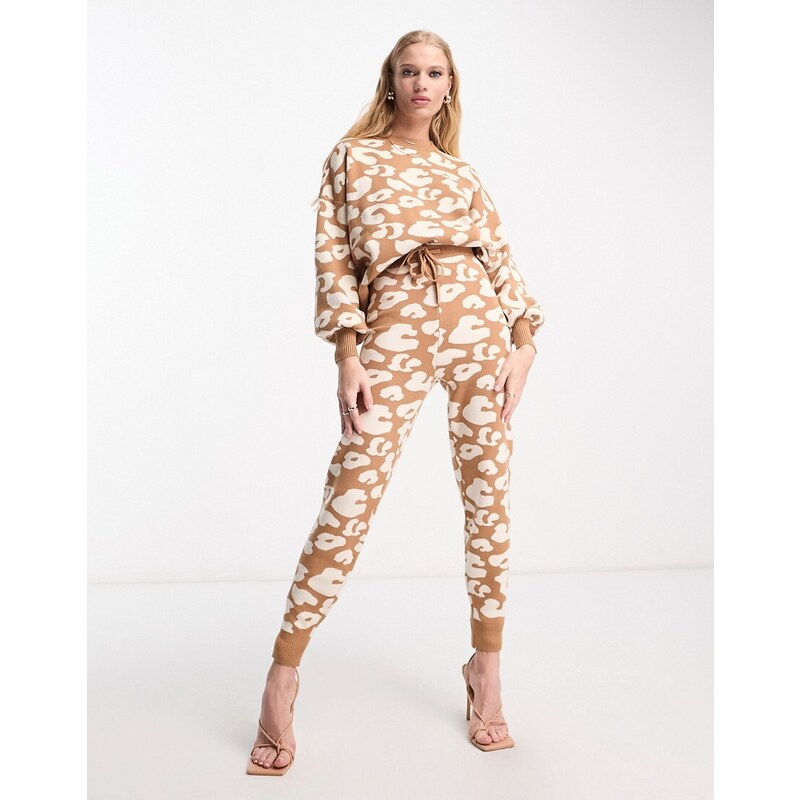 Never Fully Dressed - Joggers in maglia leopardata in coordinato-Oro