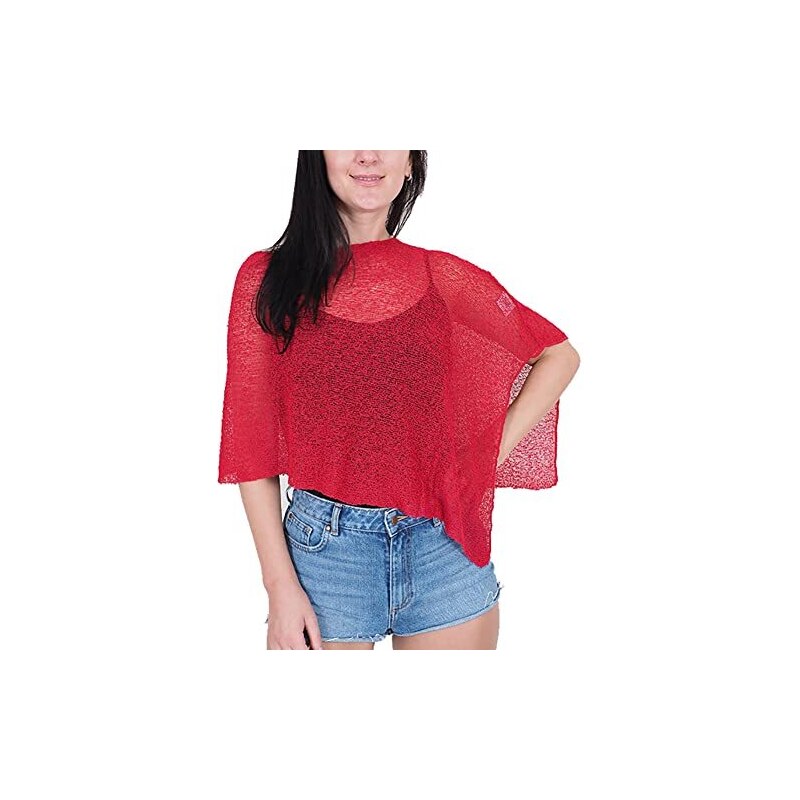 Coprispalle Donna Poncho Donna A Uncinetto Maniche A Pipistrello