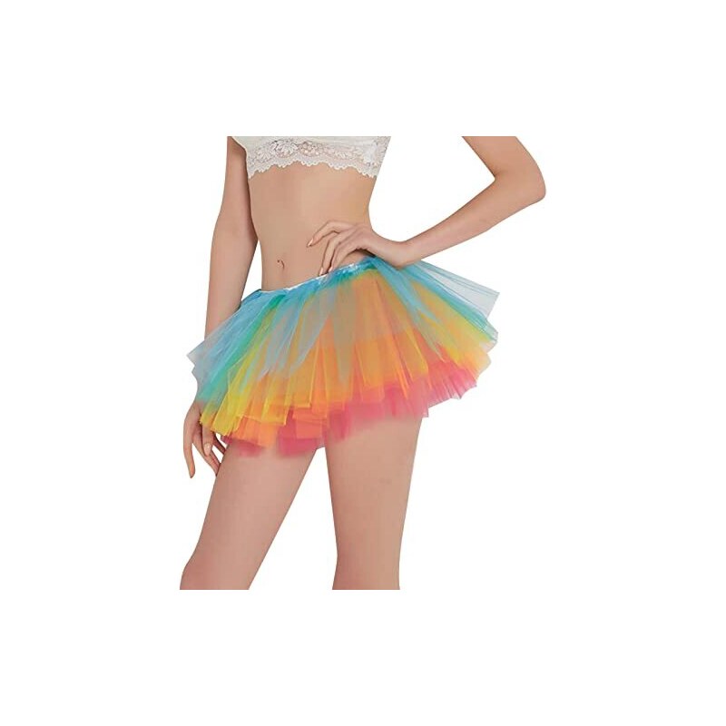Gonna in tulle arcobaleno: costume colorato per adulti, abito da festa - Italia