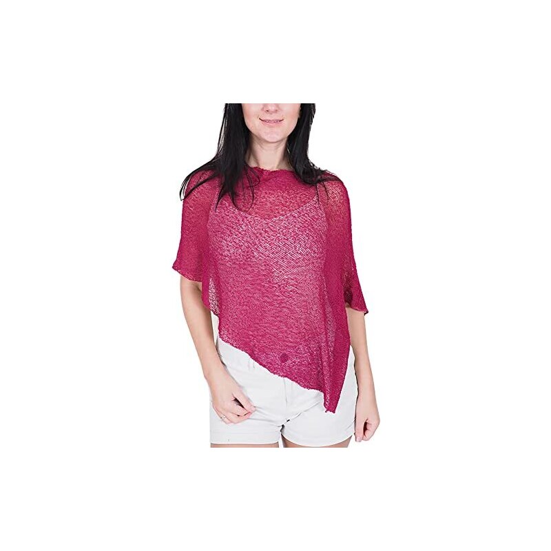 Poncho Donna In Pizzo Uncinetto - Manica A Pipistrello, Leggero E Versatile Per Estate