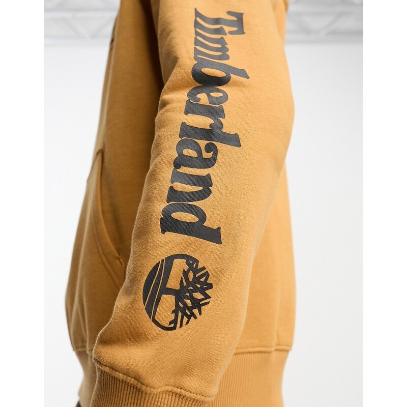Timberland - Stack - Felpa con cappuccio color grano con stampa del logo-Brown