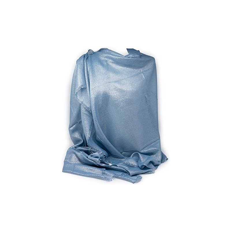 Sciarpa Metallizzata Glitter Scialle Brillante Foulard Donna Coprispalle Blu Argento 7438633415541 - Foto 2