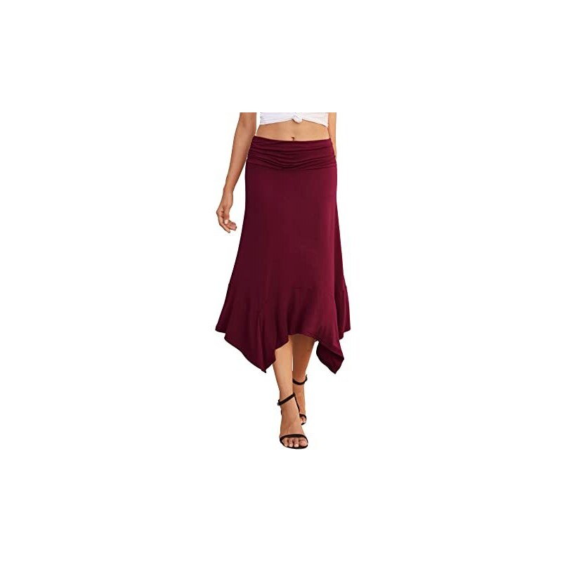 Gonna Midi Donna In Viscosa Elastica - Vita Alta Svasata Per Look Casual E Comodo - Foto 3