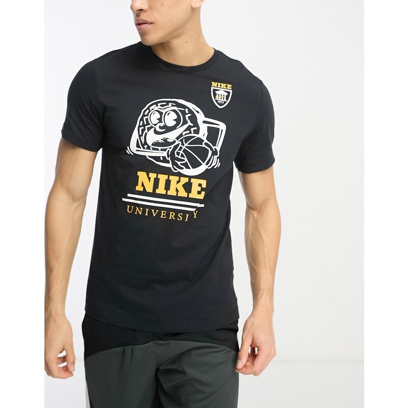 Nike Basketball - T-shirt nera con stampa University-Black