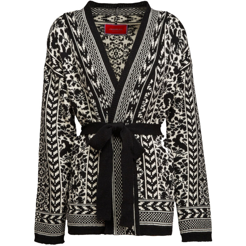 La DoubleJ Knitwear gend - Cozy Cardigan Black / White XS 100% WOOL MERINO