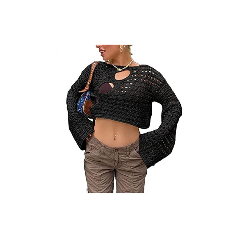 Crop Top Donna Elegante Manica Lunga Spalla Di Parola Senza Bretelle - Foto 13