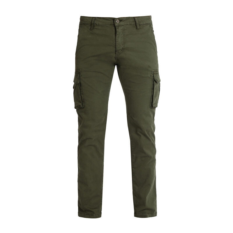Tmk Pantaloni In Cotone Uomo Con Tasconi Casual Verde Taglia 52