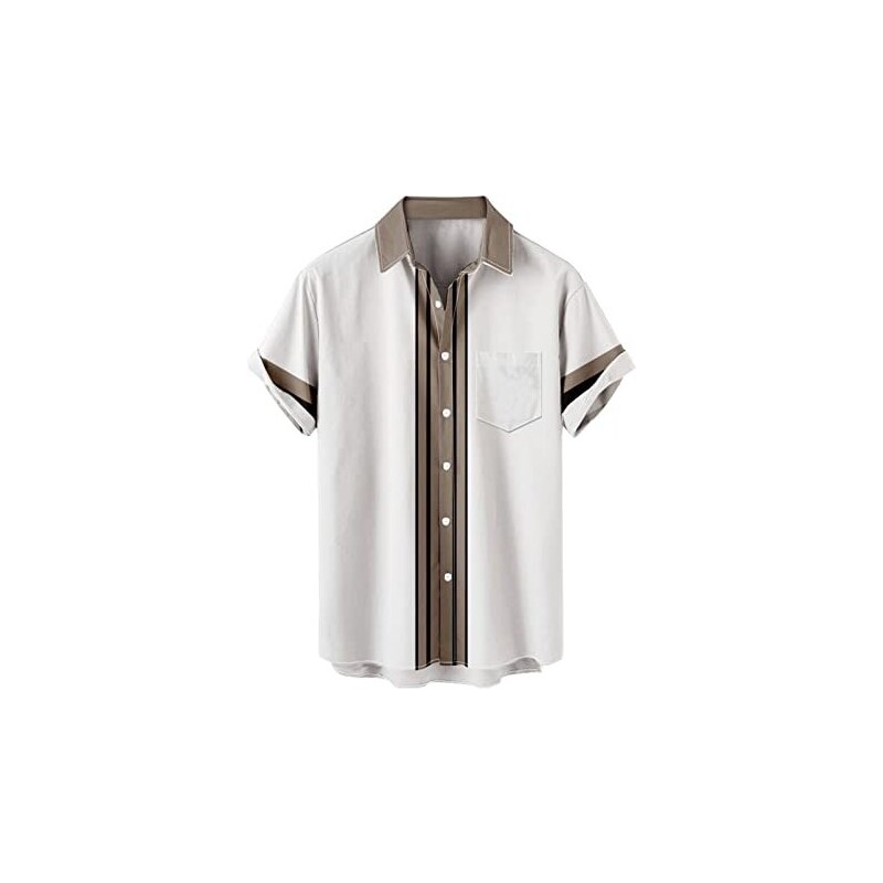 Camicia Uomo Maniche Corte - Misto Cotone, Elegante, Tasca Petto, Taglie S-4XL - Foto 14