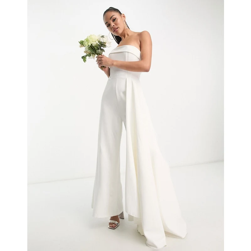 True Violet Tuta jumpsuit da sposa a fascia stile corsetto color